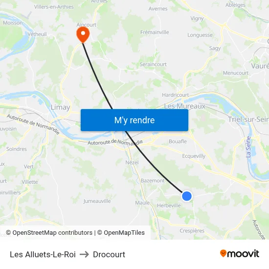 Les Alluets-Le-Roi to Drocourt map