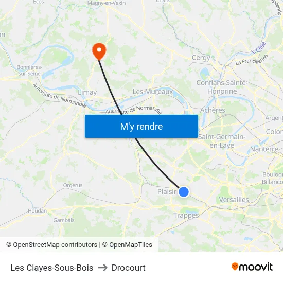 Les Clayes-Sous-Bois to Drocourt map