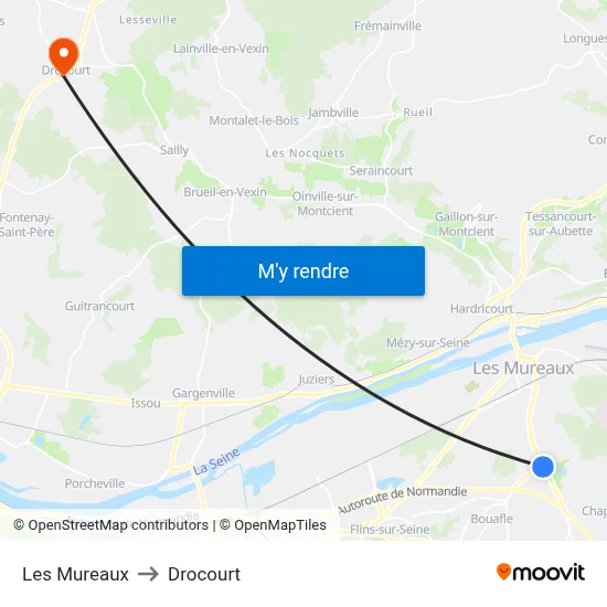 Les Mureaux to Drocourt map