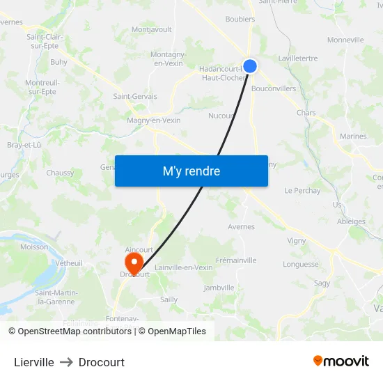 Lierville to Drocourt map