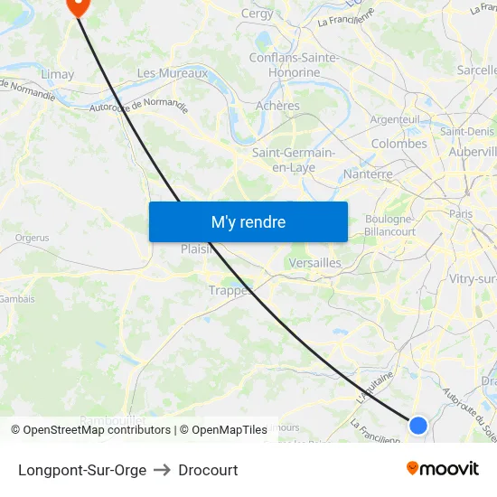 Longpont-Sur-Orge to Drocourt map