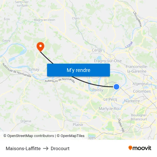 Maisons-Laffitte to Drocourt map