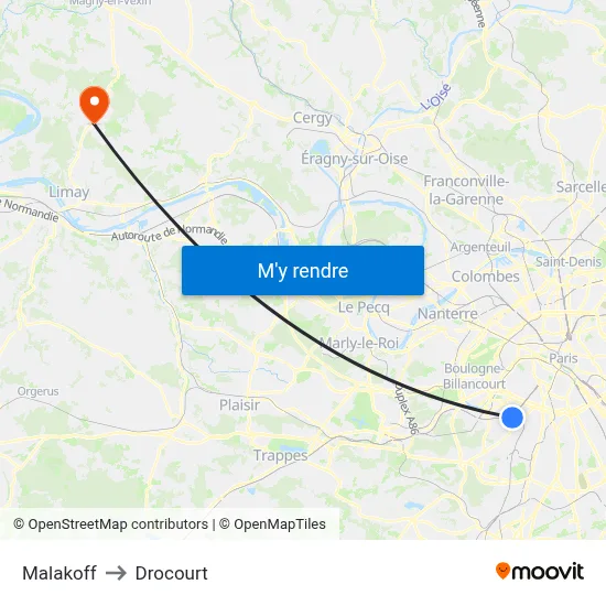 Malakoff to Drocourt map