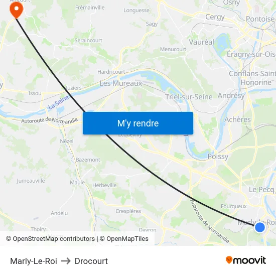 Marly-Le-Roi to Drocourt map