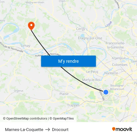 Marnes-La-Coquette to Drocourt map