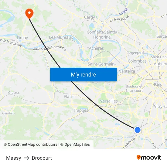Massy to Drocourt map