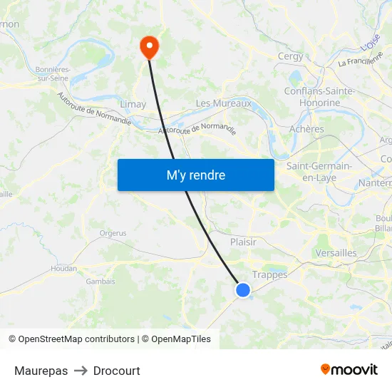 Maurepas to Drocourt map