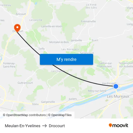 Meulan-En-Yvelines to Drocourt map