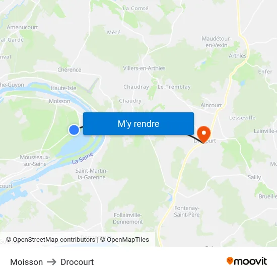Moisson to Drocourt map