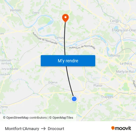 Montfort-L'Amaury to Drocourt map