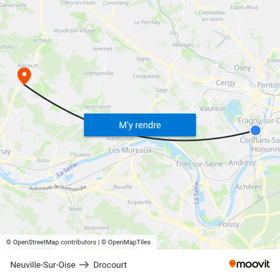 Neuville-Sur-Oise to Drocourt map
