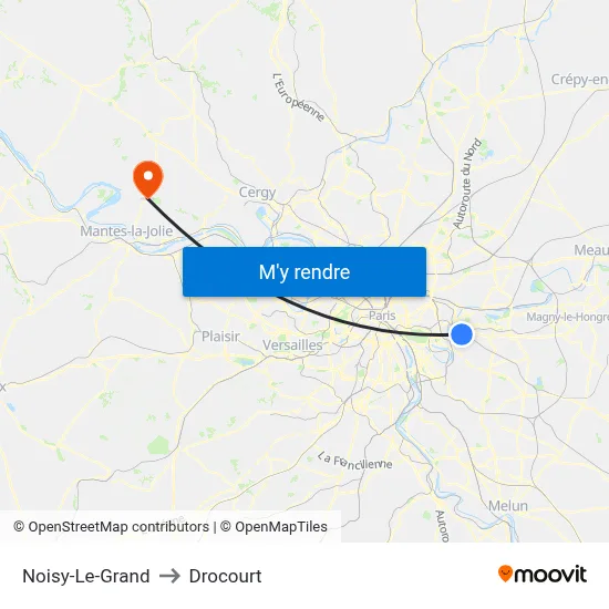 Noisy-Le-Grand to Drocourt map
