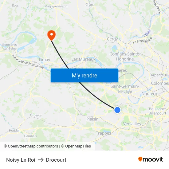 Noisy-Le-Roi to Drocourt map