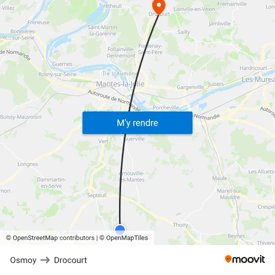 Osmoy to Drocourt map