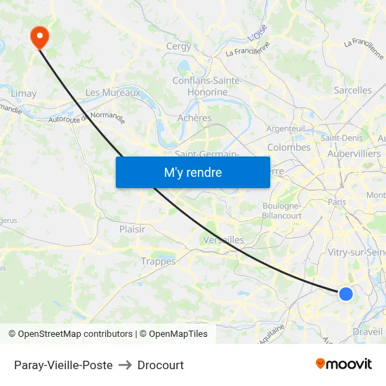 Paray-Vieille-Poste to Drocourt map