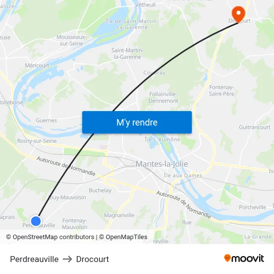 Perdreauville to Drocourt map