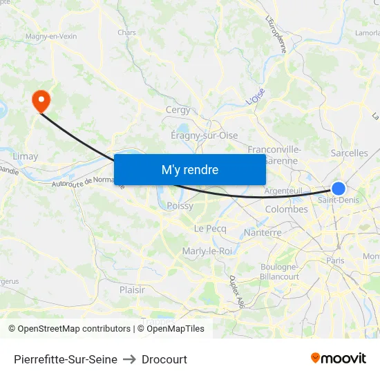 Pierrefitte-Sur-Seine to Drocourt map