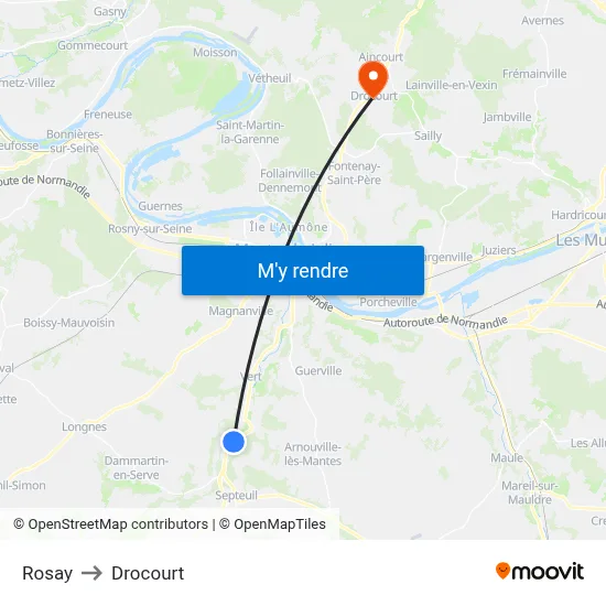 Rosay to Drocourt map