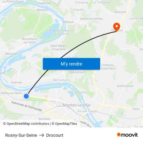 Rosny-Sur-Seine to Drocourt map