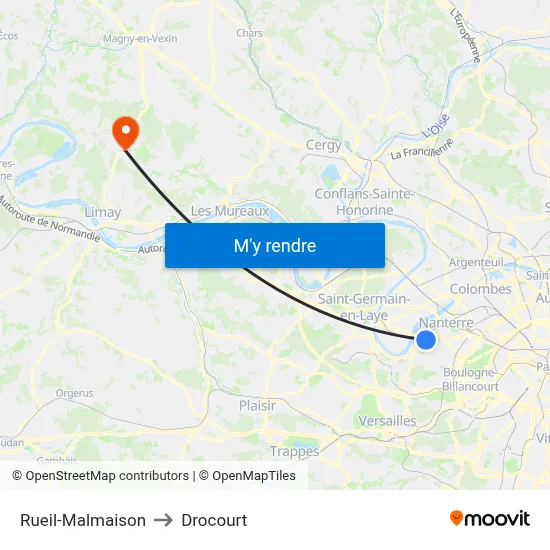 Rueil-Malmaison to Drocourt map
