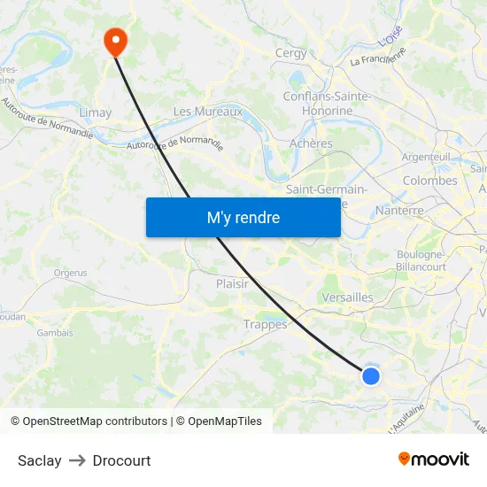 Saclay to Drocourt map