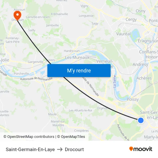 Saint-Germain-En-Laye to Drocourt map