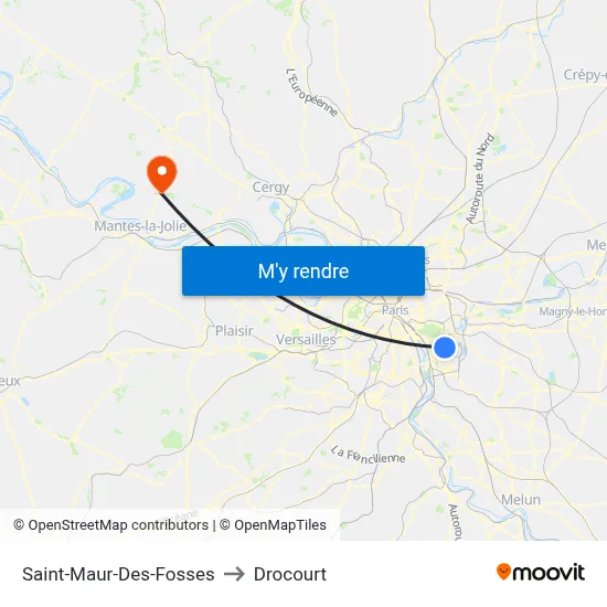 Saint-Maur-Des-Fosses to Drocourt map
