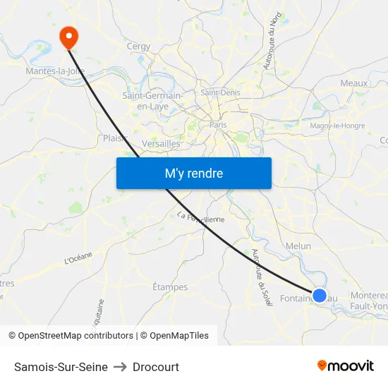 Samois-Sur-Seine to Drocourt map