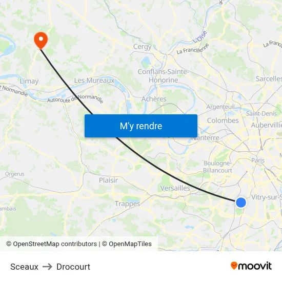 Sceaux to Drocourt map