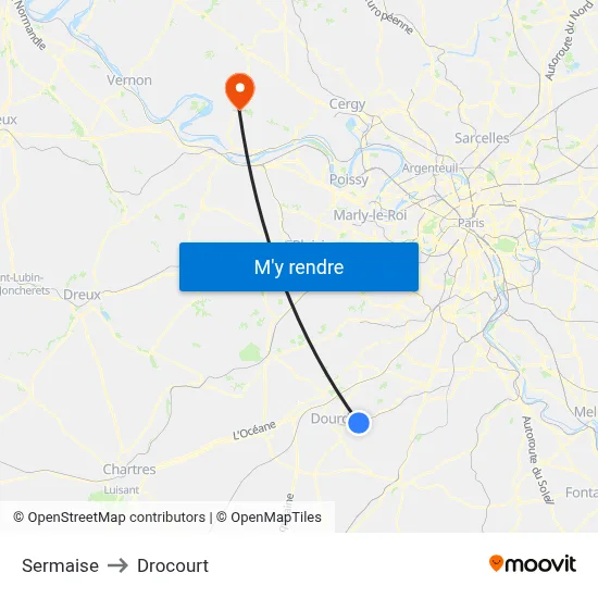 Sermaise to Drocourt map