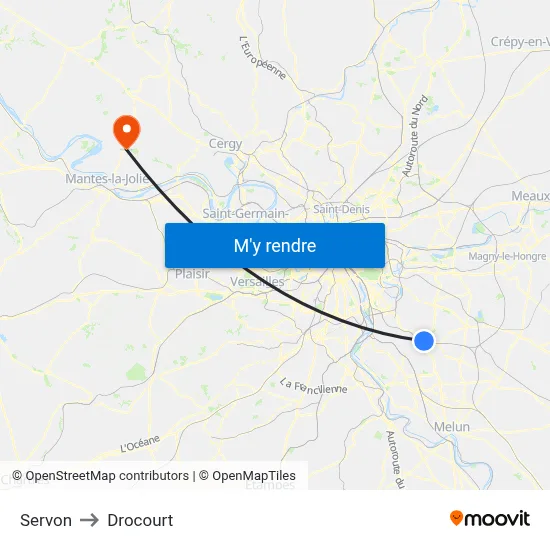 Servon to Drocourt map