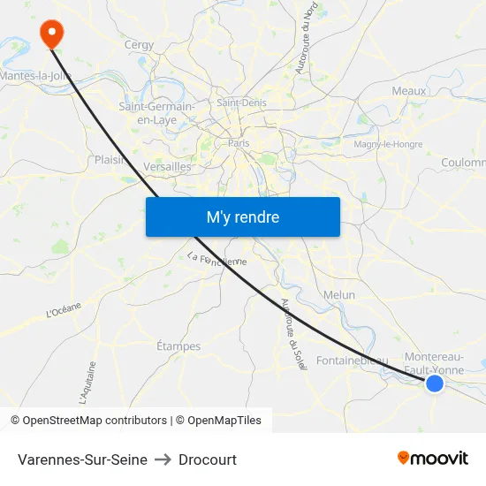 Varennes-Sur-Seine to Drocourt map