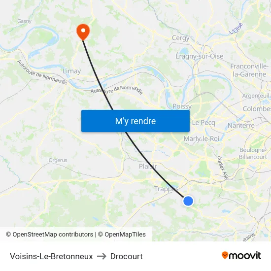 Voisins-Le-Bretonneux to Drocourt map