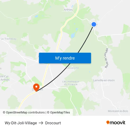 Wy-Dit-Joli-Village to Drocourt map