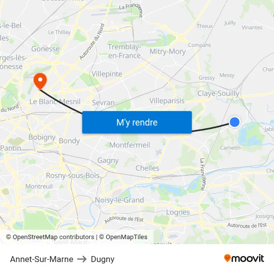 Annet-Sur-Marne to Dugny map