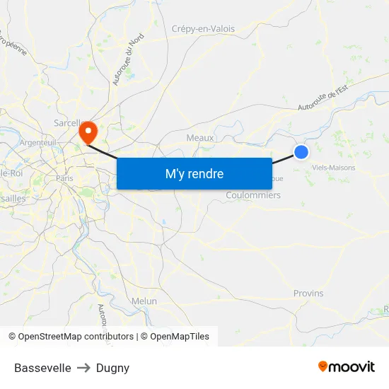 Bassevelle to Dugny map