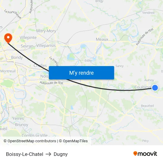 Boissy-Le-Chatel to Dugny map