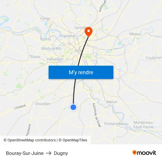 Bouray-Sur-Juine to Dugny map