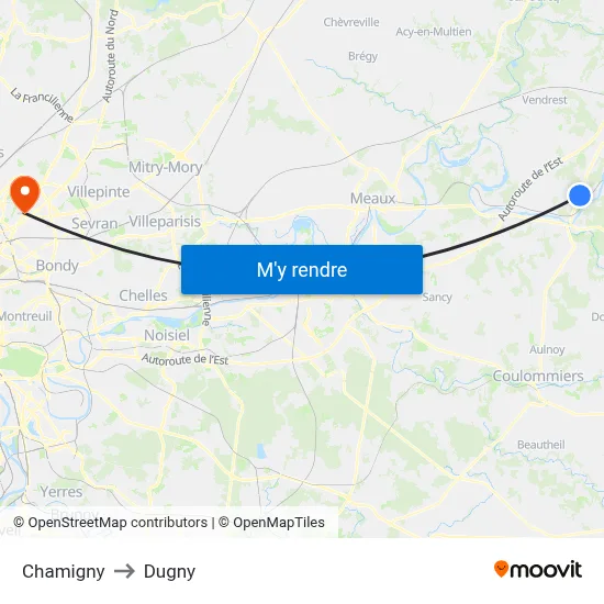 Chamigny to Dugny map