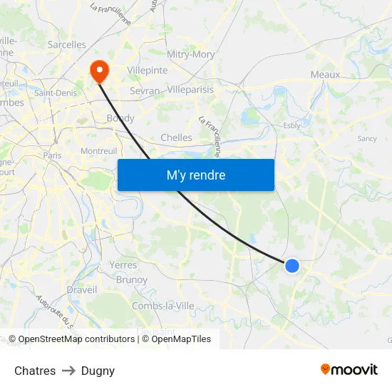 Chatres to Dugny map