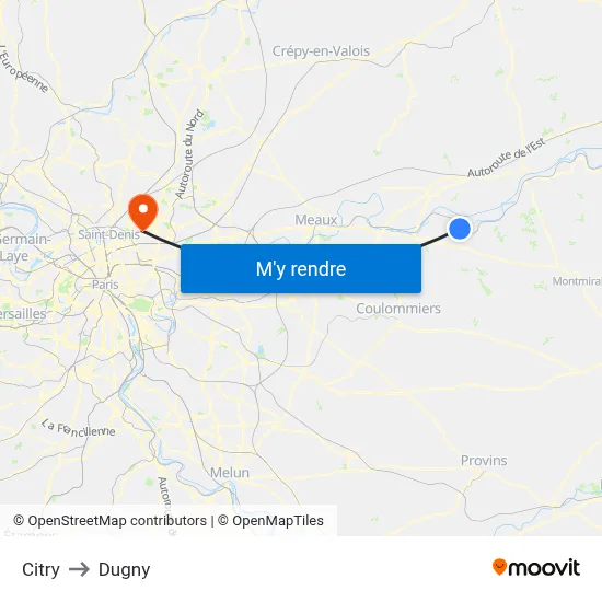 Citry to Dugny map