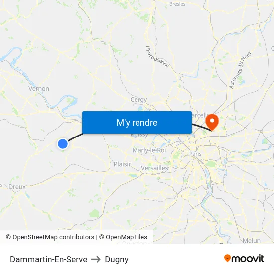 Dammartin-En-Serve to Dugny map