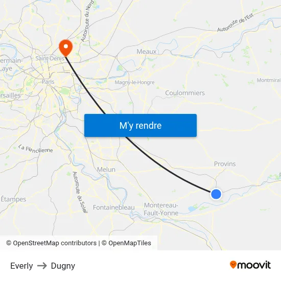 Everly to Dugny map