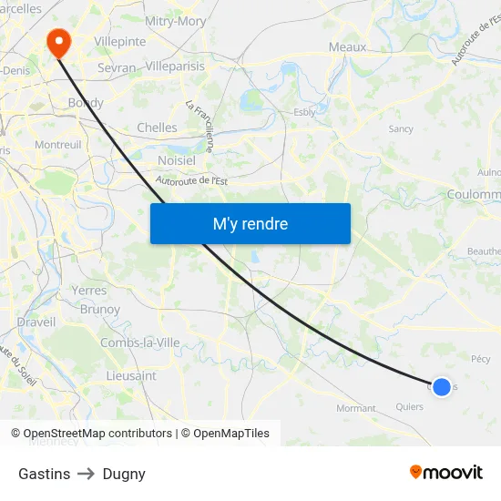Gastins to Dugny map