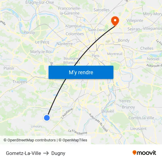 Gometz-La-Ville to Dugny map