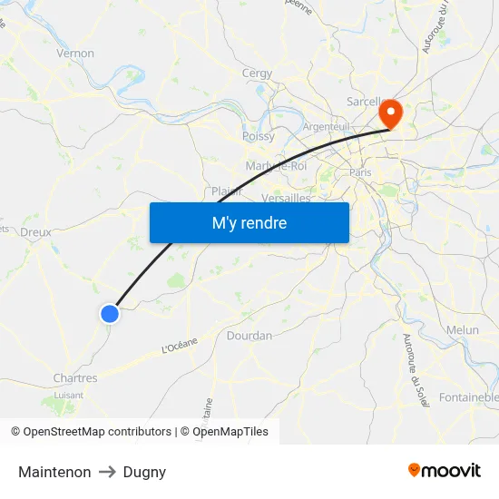 Maintenon to Dugny map