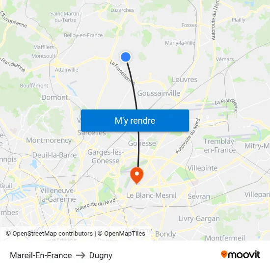 Mareil-En-France to Dugny map