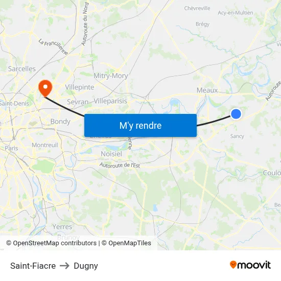 Saint-Fiacre to Dugny map