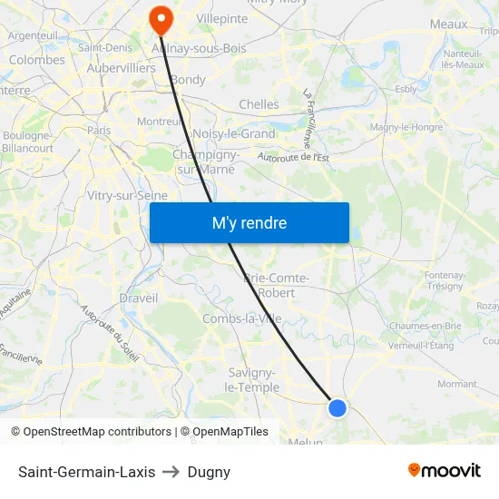 Saint-Germain-Laxis to Dugny map