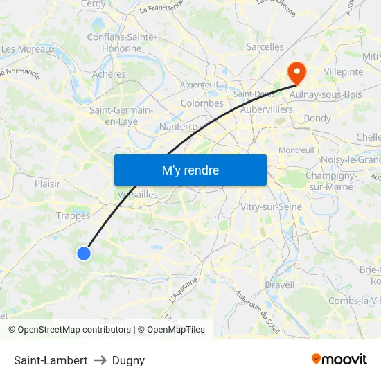 Saint-Lambert to Dugny map